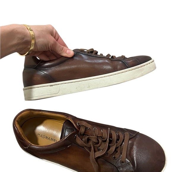 Magnanni men’s brown sneakers size 9 tobacco cognac color, leather, neutral - Picture 7 of 8